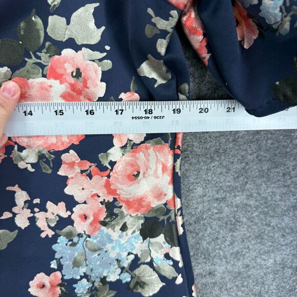 Olivia Matthews Dress Women 16 Blue Floral Shift Short Short Sleeve Casual - Picture 5 of 7